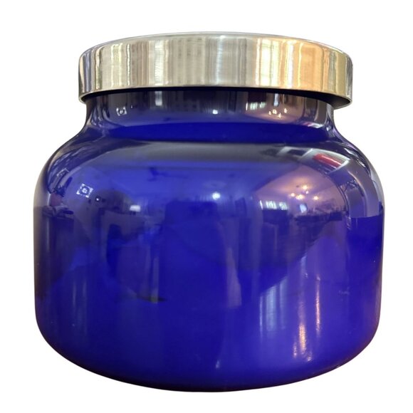 Capri Blue Empty Candle Jar 19oz Blue with Glass Lid Anthropologie DIY - Picture 1 of 4